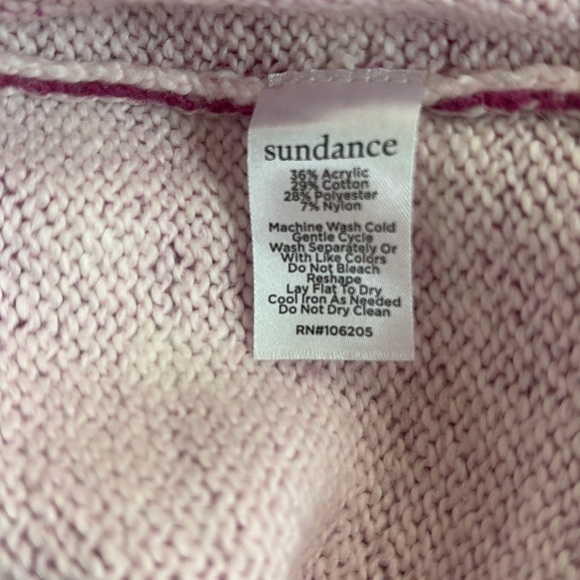 Sundance magenta purple V-neck long sleeve sweater w cream floral paisley detail - Picture 12 of 16